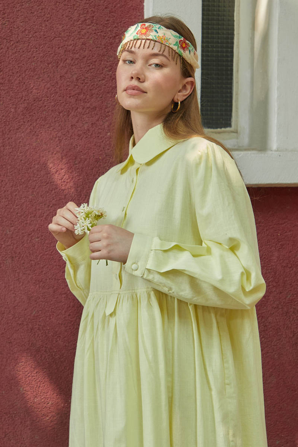 Slub Cotton Dress Butter Yellow 