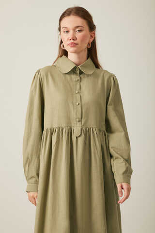 Slub Cotton Dress Khaki - 11