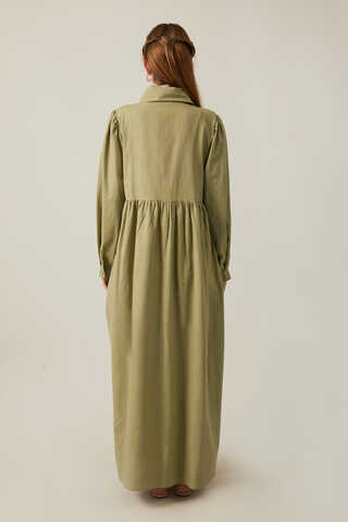 Slub Cotton Dress Khaki - 17