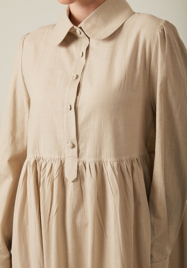 Slub Cotton Dress Stone - 4