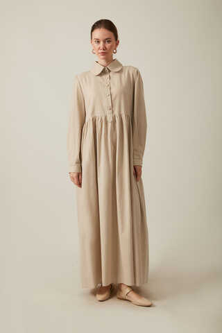 Slub Cotton Dress Stone - 5