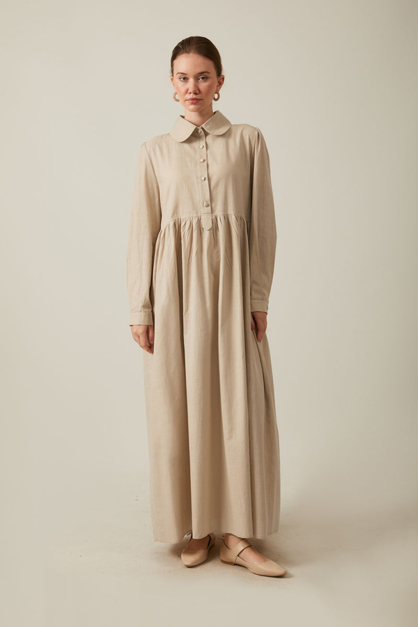 Slub Cotton Dress Stone - 5