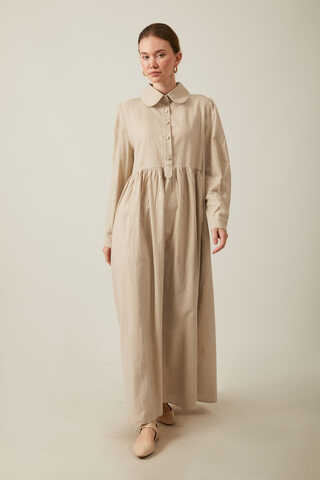 Slub Cotton Dress Stone - 10