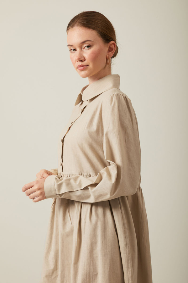 Slub Cotton Dress Stone - 11