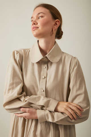 Slub Cotton Dress Stone - 7