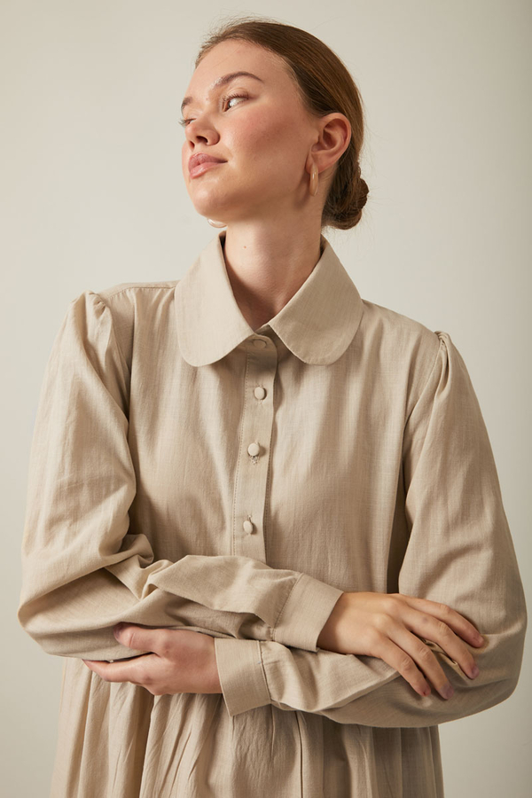 Slub Cotton Dress Stone - 7