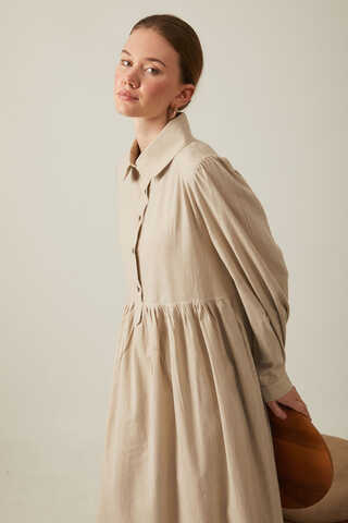 Slub Cotton Dress Stone - 6