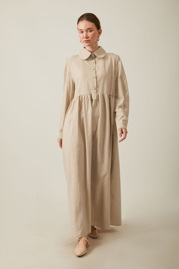 Slub Cotton Dress Stone - 10