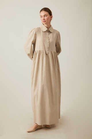 Slub Cotton Dress Stone - 2