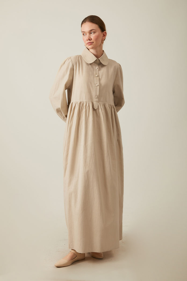 Slub Cotton Dress Stone - 2