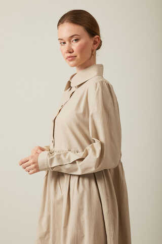 Slub Cotton Dress Stone - 11