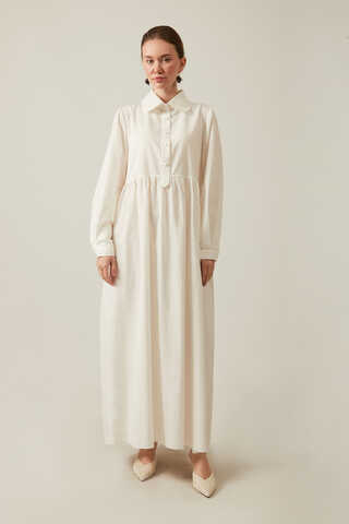 Slub Cotton Dress White - 14