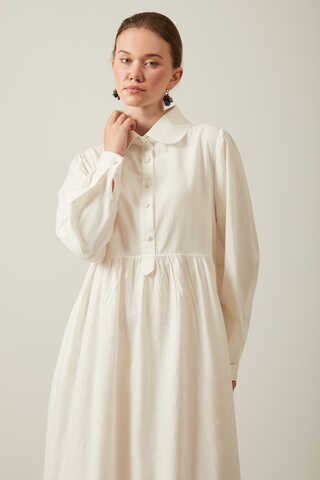 Slub Cotton Dress White - 15