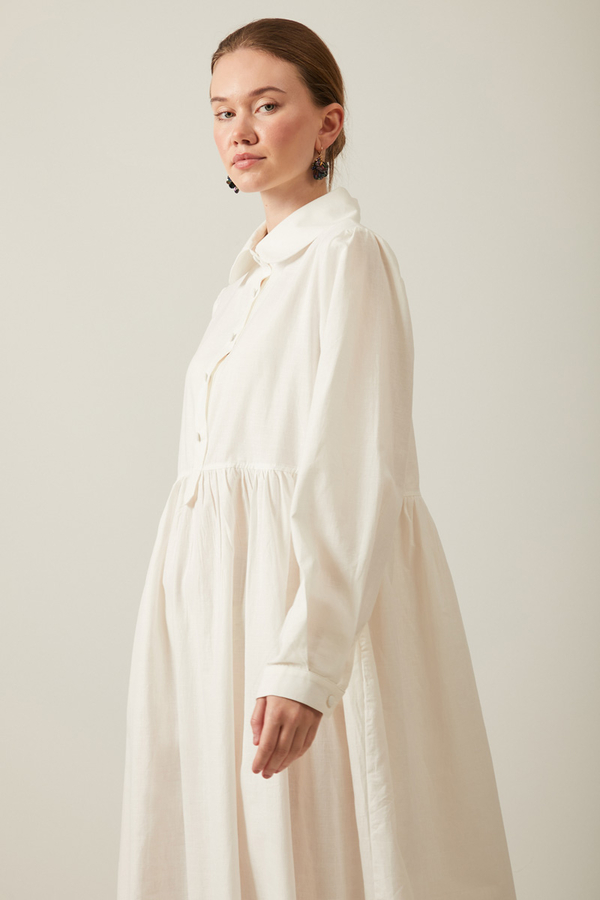 Slub Cotton Dress White - 21