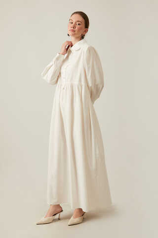 Slub Cotton Dress White - 16