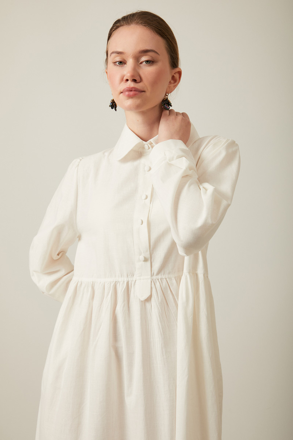 Slub Cotton Dress White - 19