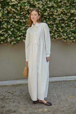 Slub Cotton Dress White - 5