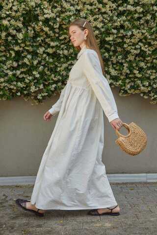 Slub Cotton Dress White - 10