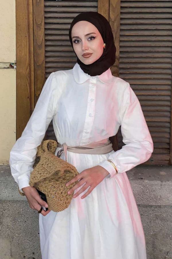 Slub Cotton Dress White 