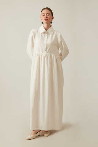 Slub Cotton Dress White - 18