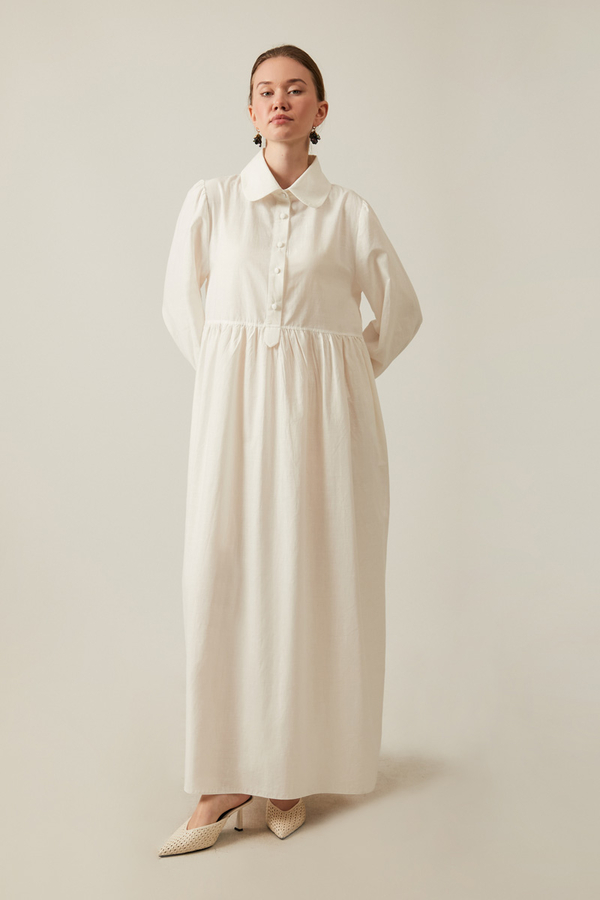 Slub Cotton Dress White - 18