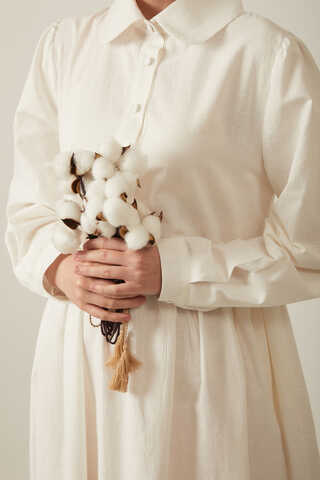 Slub Cotton Dress White - 17