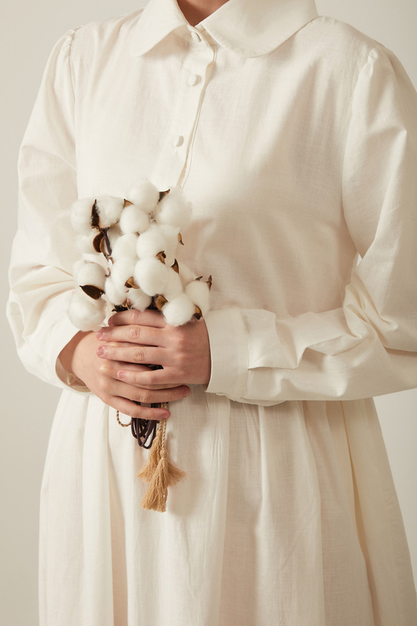 Slub Cotton Dress White - 17