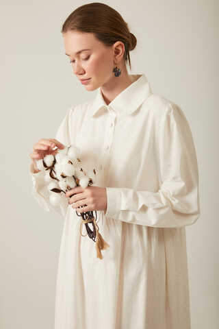 Slub Cotton Dress White - 13