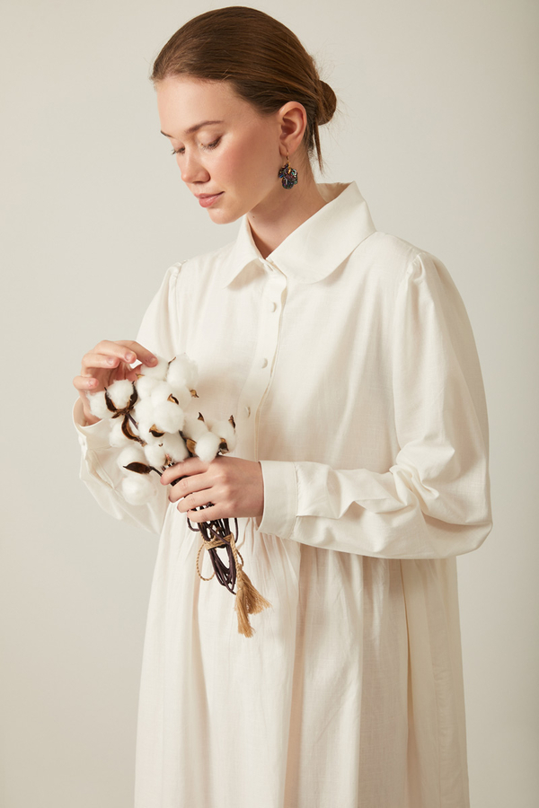 Slub Cotton Dress White - 13