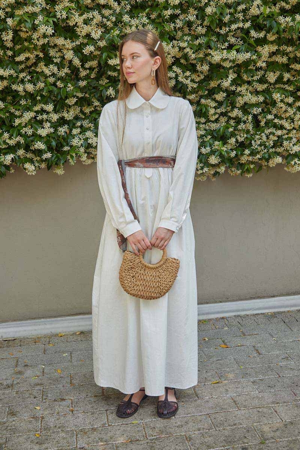 Slub Cotton Dress White - 3