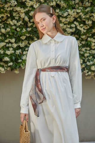 Slub Cotton Dress White - 4