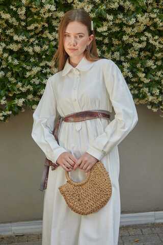 Slub Cotton Dress White - 6