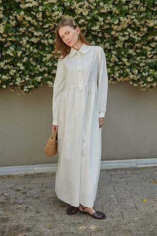 Slub Cotton Dress White - 12