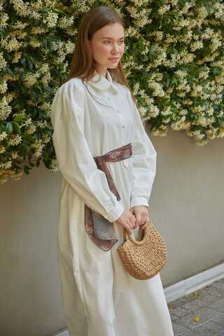 Slub Cotton Dress White - 8