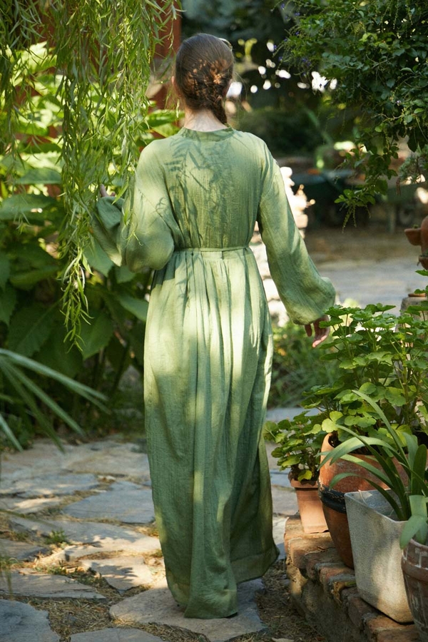 Soft Green Lace Yoke Dress - 11