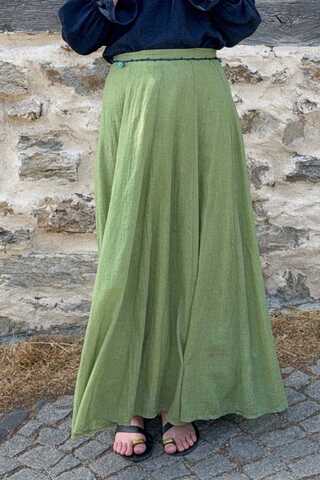 Soft Green Relaxed Skirt with Stitch Details - 8