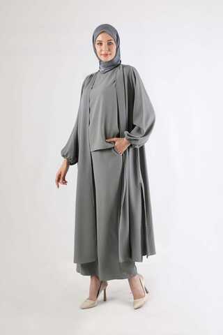 Soft Kimono Takım Koyu Gri - 1