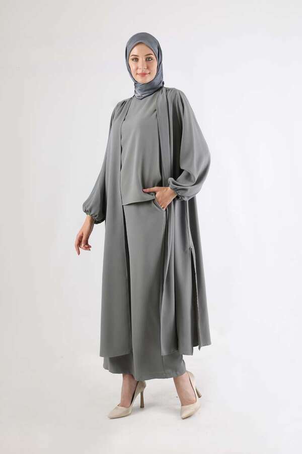 Soft Kimono Takım Koyu Gri - 1