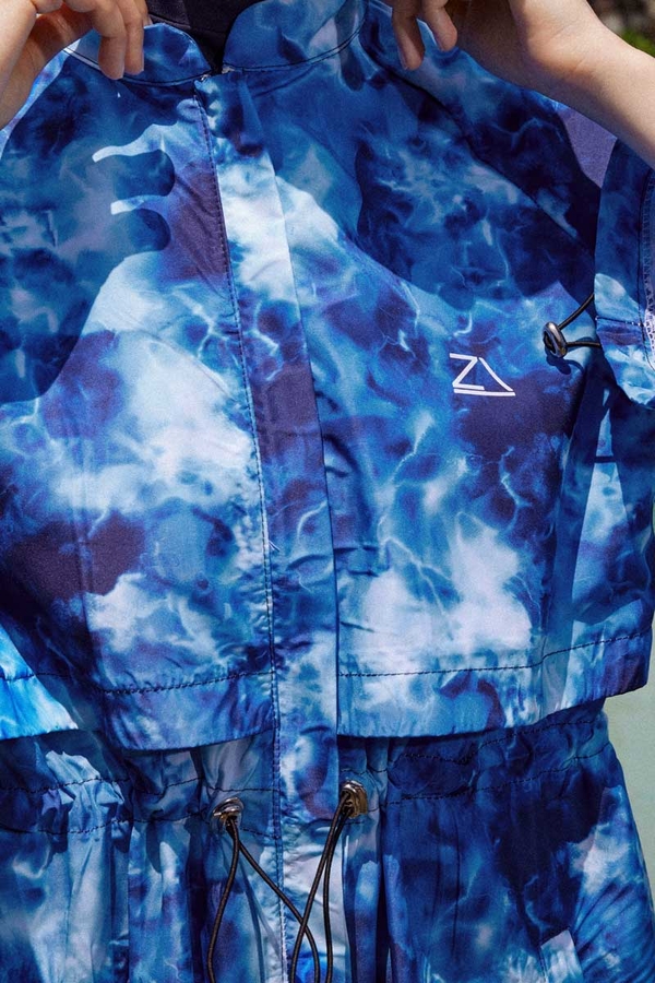 Soyut Desenli Tesettür Mayo Mavi - 5