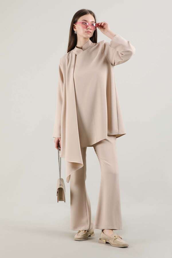 Spanish Leg Asymmetrical Suit Cream - 1