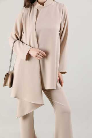 Spanish Leg Asymmetrical Suit Cream - 2