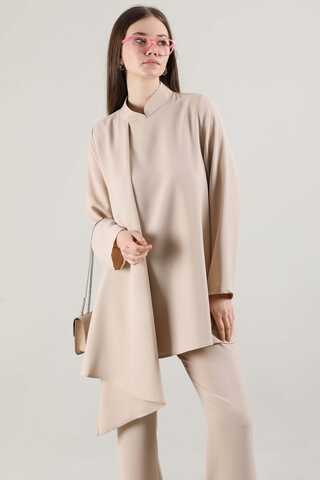 Spanish Leg Asymmetrical Suit Cream - 4