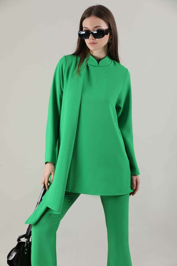Spanish Trousers Asymmetrical Suit Green - 4