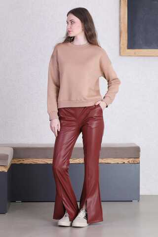 Spanish Leg Leather Trousers Burgundy - 2