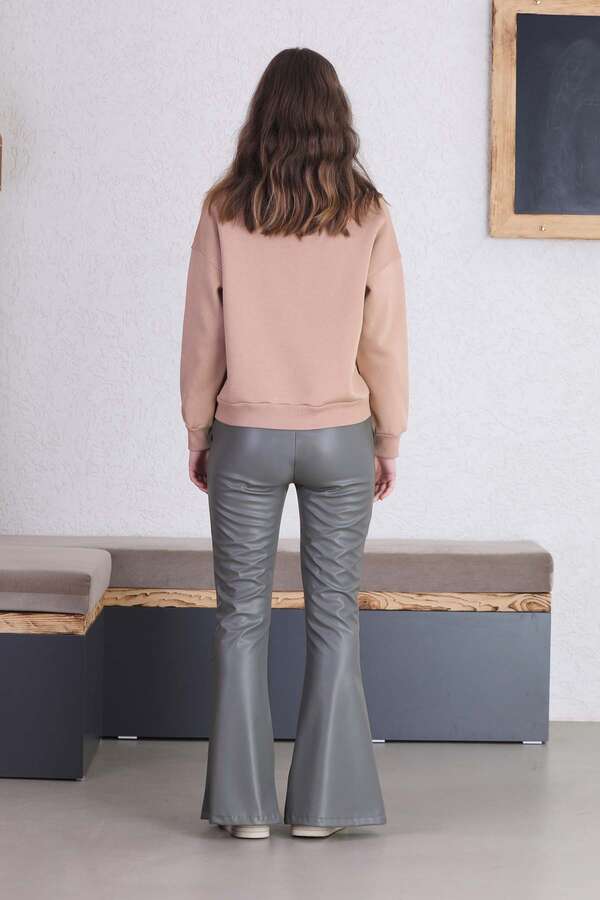 Spanish Leg Leather Trousers Gray - 4