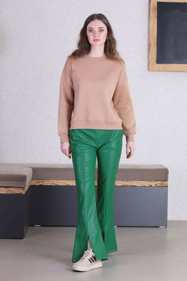 Spanish Leg Leather Trousers Green - 4