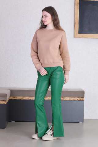 Spanish Leg Leather Trousers Green - 3