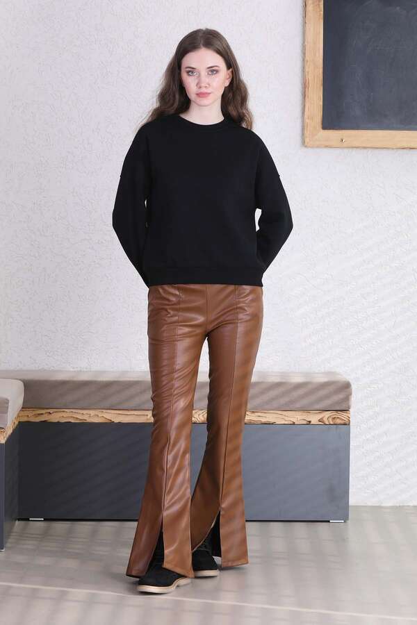 Spanish Leg Leather Trousers Tan 