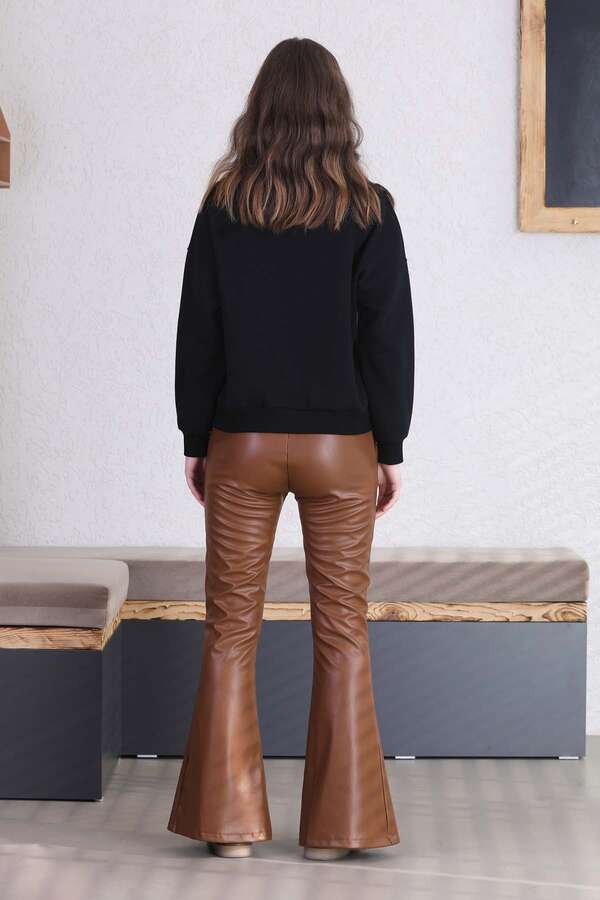 Spanish Leg Leather Trousers Tan - 5