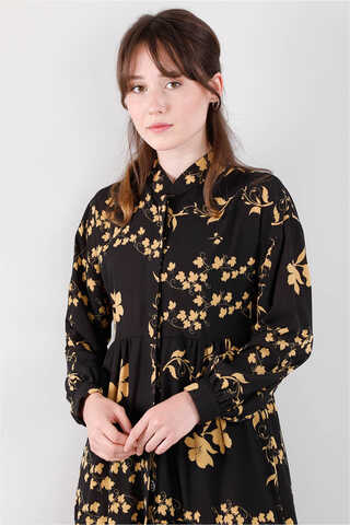 Spring Patterned Dress Black - 2